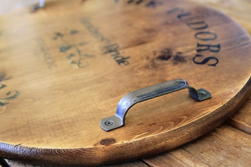  How to Stencil Wood to look like a vintage Wine Barrel Top via lilblueboo.com