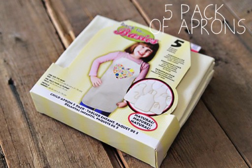 5 pack of child sized aprons from Micheal's via lilblueboo.com