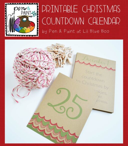 printable christmas countdown calendar by pen and paint via lilblueboo.com