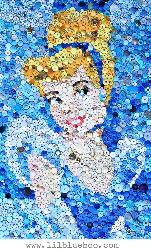 Cinderella Button Art Collage via lilblueboo.com (click through to see the "DIY How To" HD time lapse video)