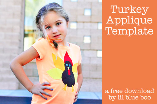 How to make a NO SEW turkey shirt (free applique download) via lilblueboo.com #thanksgiving