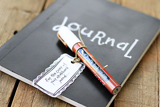 Use Chalk Ink on Chalkboard Journals via lilblueboo.com