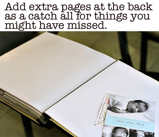 Add extra blank pages to photo albums when you are finished via liblueboo.com