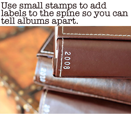 How to Label Photo Albums and Scrapbooks on the Spine via lilblueboo.com