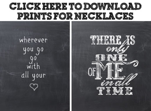 Free chalkboard prints for necklaces via lilblueboo.com