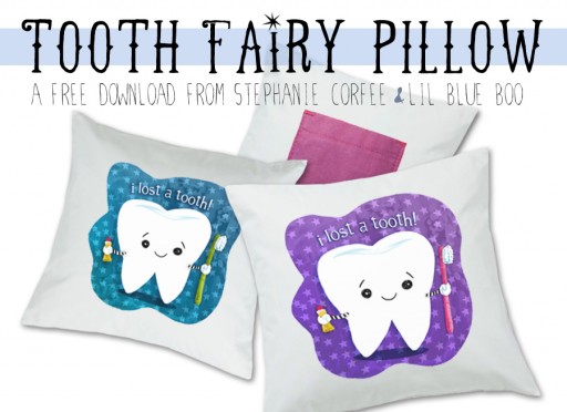 Tooth fairy pillow free printable download by Stephanie Corfee via lilblueboo.com