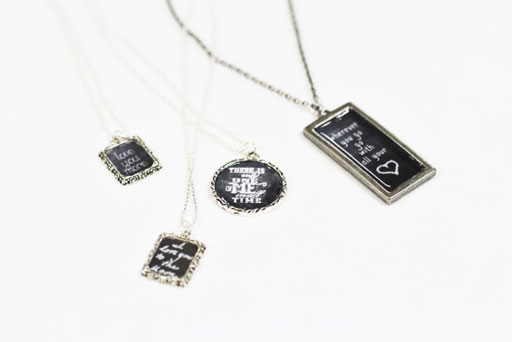 Finished Pendants: How to Make Chalkboard Necklaces (with Chalkboard Download) via lilblueboo.com