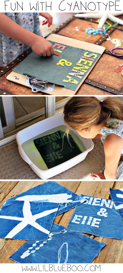 How to sun print on fabric (cyanotype) via lilblueboo.com