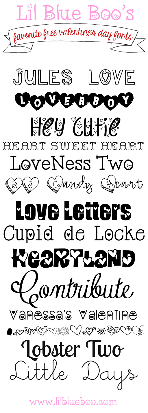 Our favorite FREE Valentine's Day fonts via lilblueboo.com