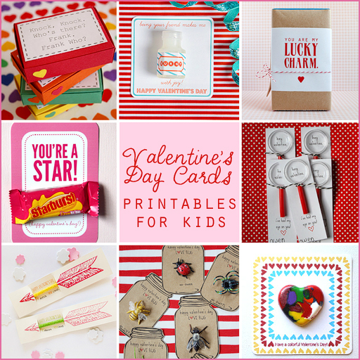 valentine's day card free printables for kids via lilblueboo.com