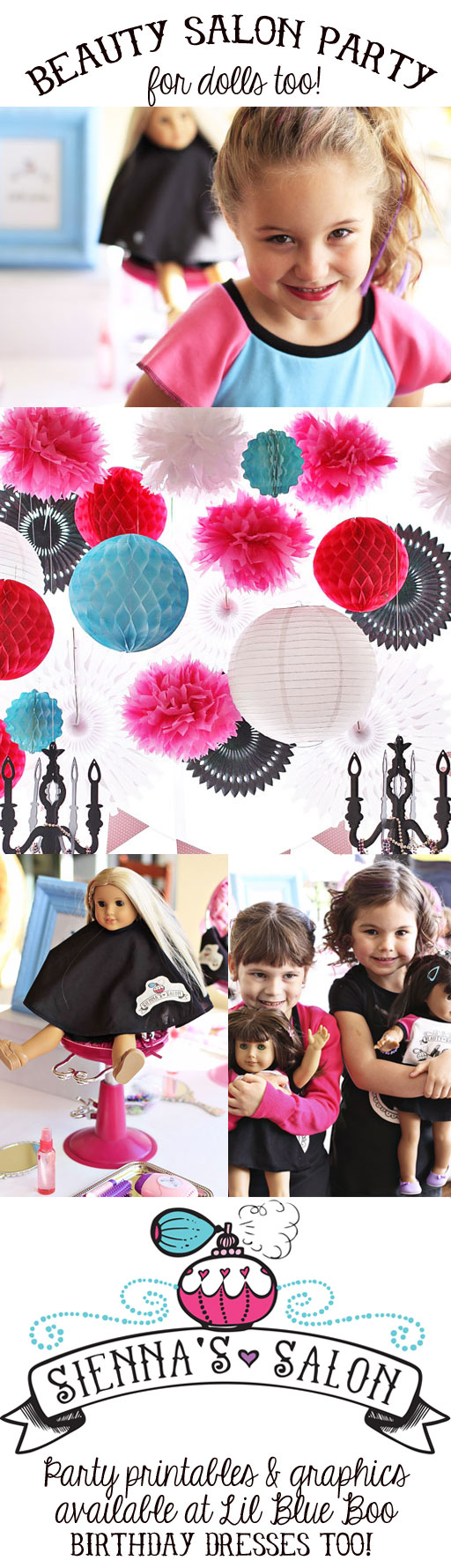 A Beauty Salon Glam Birthday Party with Mini Doll Salon via lilblueboo.com