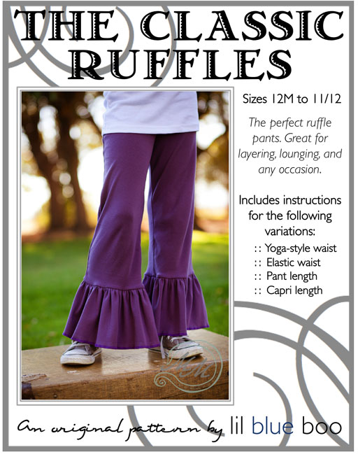 Classic Ruffle Pant PDF Sewing Pattern (American Girl size available too) by lilblueboo.com  #diy #tutorial #americangirl