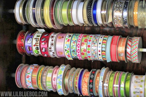 How to organize ribbon spools via lilblueboo.com