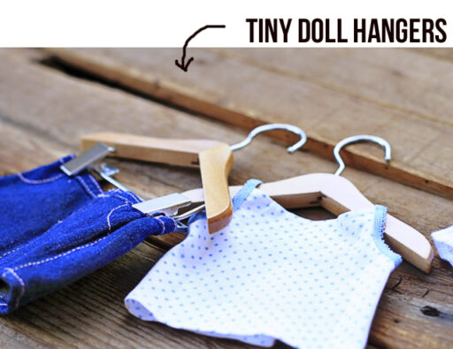 Tiny Wood Doll Hangers via lilbluebo.com $0.75