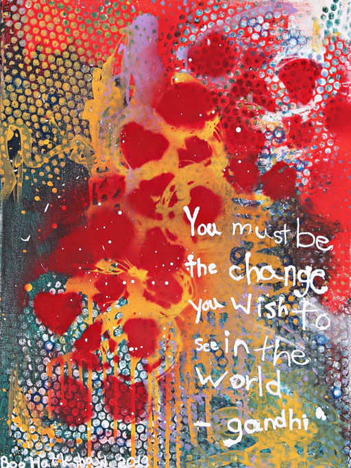 Be the Change painting by 6-year-old "Boo" Hackshaw via lilblueboo.com (bid for a cause)