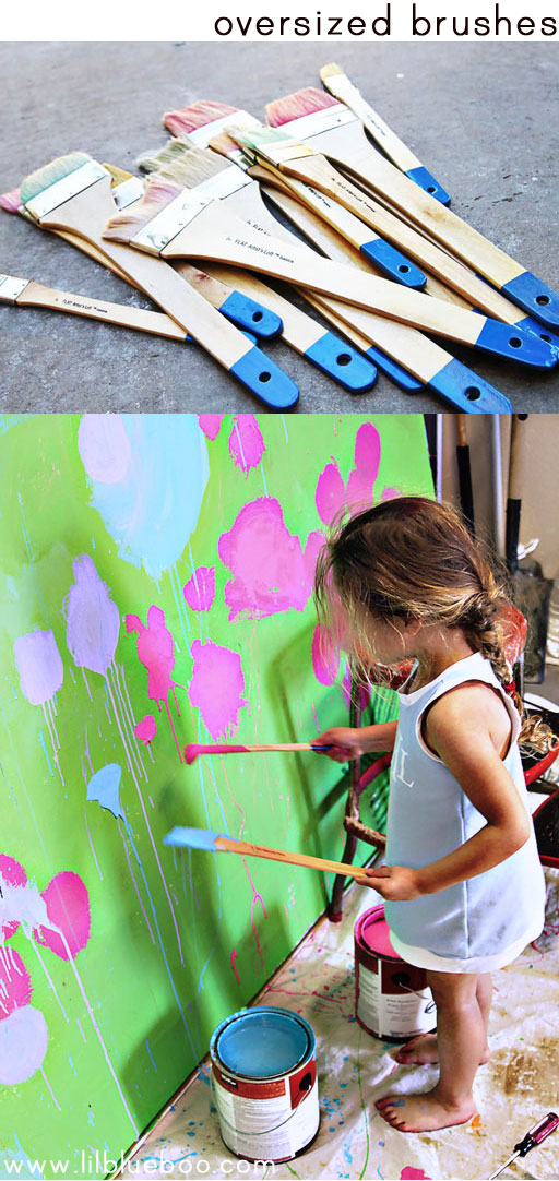 tips for painting with children (oversized brushes) via lilblueboo.com