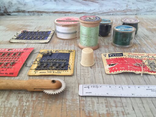 Vintage Sewing Supplies - Vintage and antique sewing supplies - old zippers and hook and eyes 