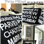 Subway Art Pillows: DIY Subway Sign inspired pillows via lilblueboo.com
