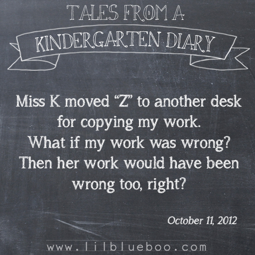 Tales from a Kindergarten Diary Entry: Copy Cat #booism via lilblueboo.com