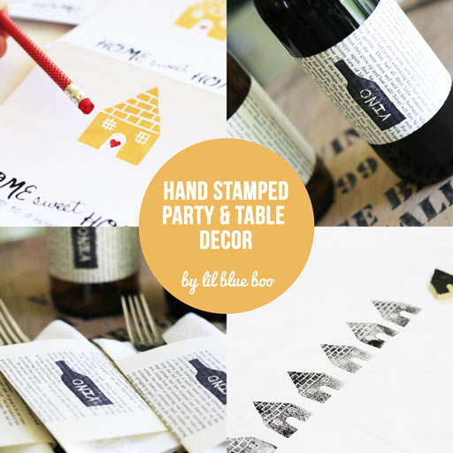 DIY Hand Stamped Party and Table Decor via lilblueboo.com #party #diy #tutorial