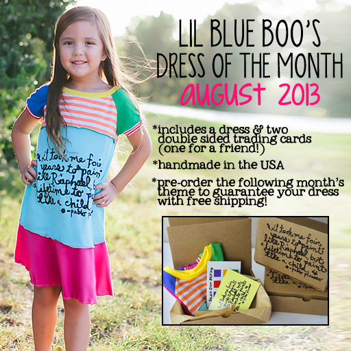 The Lil Blue Boo August 2013 Dress of the Month Box via lilblueboo.com