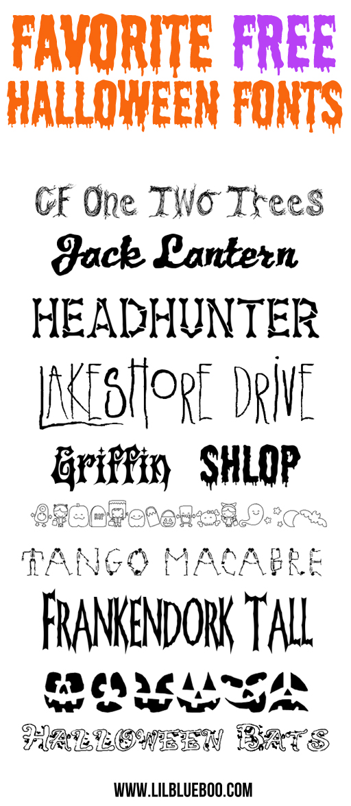 Favorite Free Halloween Fonts via lilblueboo.com