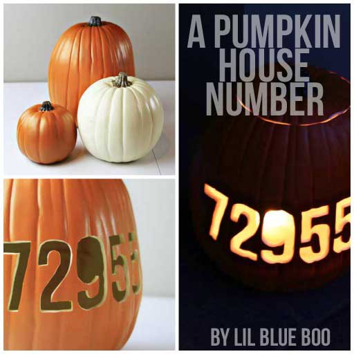 Carving a House Number into a Pumpkin via lilblueboo.com #pumpkins #mpumpkins #halloween