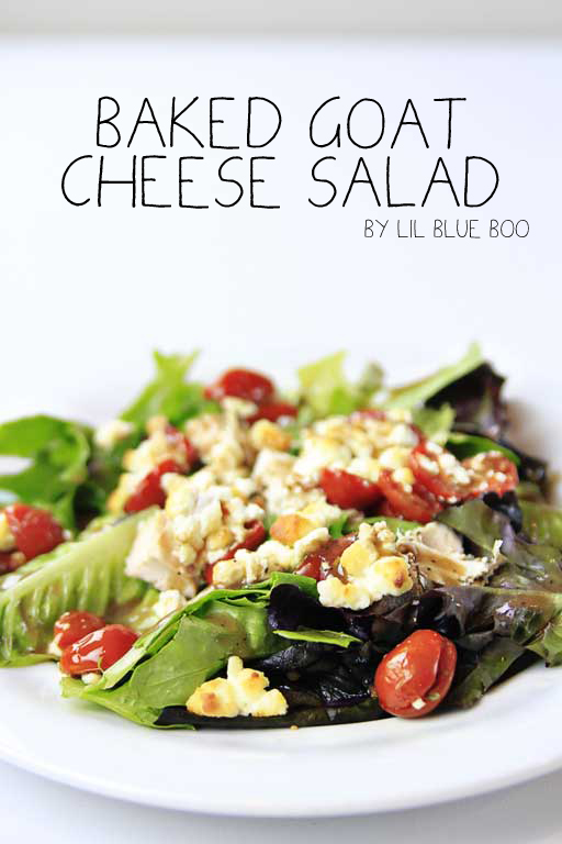 Baked Goat Cheese Salad via lilblueboo.com #recipe #appetizer #salad 