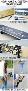 how to make a custom skateboard (custom grip tape to custom design) via lilblueboo.com #skateboard #diy