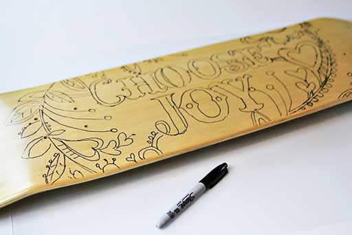 Make your own skateboard deck graphic via lilblueboo.com #skateboard #diy #gift #handmade 