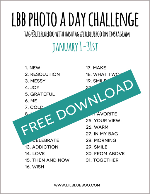 LBB Photo A Day Challenge for January - Free Download! via lilblueboo.com