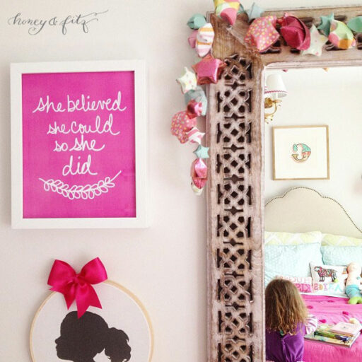 Free Printable She Believed She Could So She Did Art Print for Big Girl Room | Ashley Hackshaw / lilblueboo.com