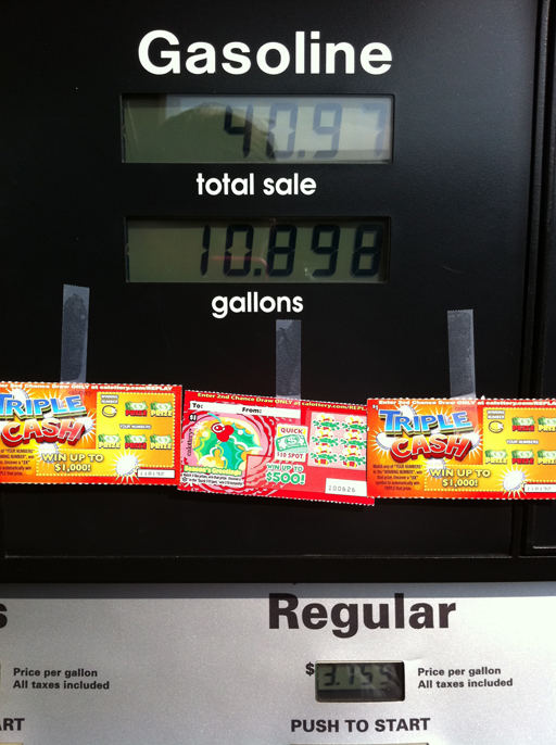 Random Acts of Kindness Week: Tape scratch tickets to a gas pump via Ashley Hackshaw / lilblueboo.com