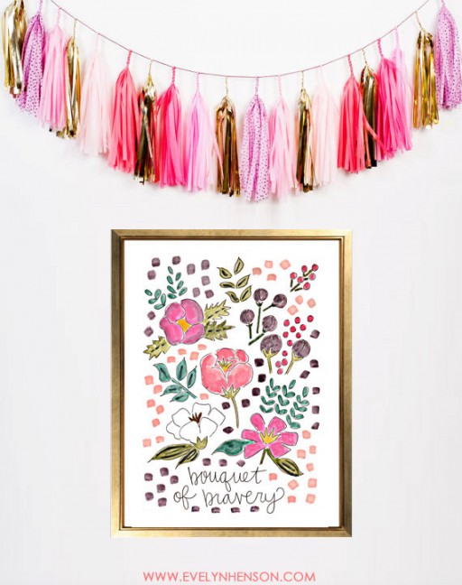 Bouquet of Bravery Art Print for Big Girl Room | Ashley Hackshaw / lilblueboo.com