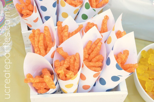 The Olympic Games Party Treat Ideas: Cheetos Torch via Ashley Hackshaw / lilblueboo.com