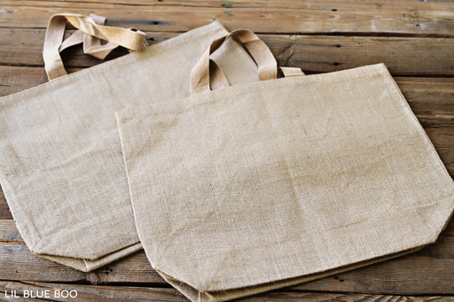 Use Blank Burlap or Jute Bags via Ashley Hackshaw / lilblueboo.com