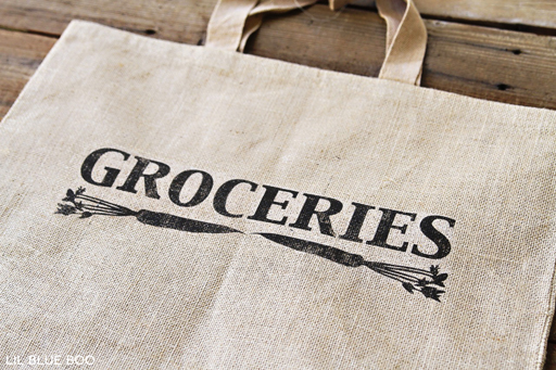 Make a reusable burlap grocery bag via Ashley Hackshaw / lilblueboo.com