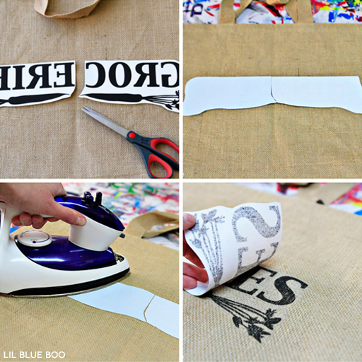 Transfer Paper Process for Personalized Bags via Ashley Hackshaw / lilblueboo.com