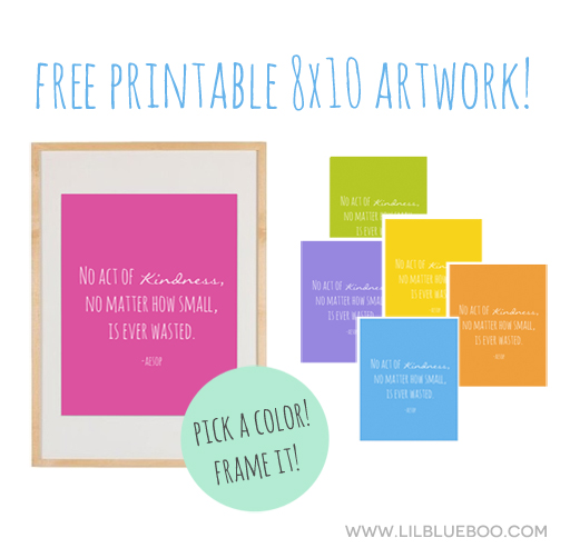 Free Printable 8x10 Kindness Quote via Ashley Hackshaw / lilblueboo.com 