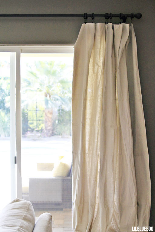 DIY Curtains made out of painters drop cloth canvas via Ashley Hackshaw / Lil Blue Boo