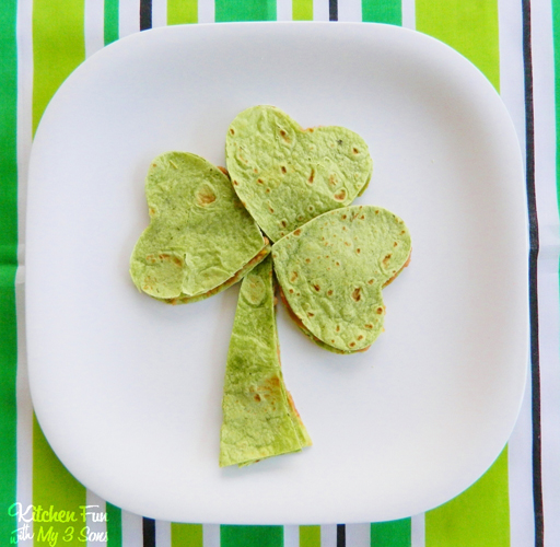 St. Patrick's Day Food Ideas: Shamrock Quesadilla by Kitchen Fun with My 3 Sons via Ashley Hackshaw / lilblueboo.com 