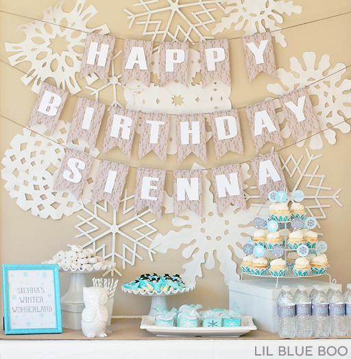 Frozen Winter Birthday Party - A Frozen Winter Birthday Party Free Printables with Snowflakes and Snowmen in Turquoise, Light Blue, Grey and White via Ashley Hackshaw / lilblueboo.com #frozen