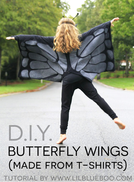 How to make butterfly wings for kids costume using 2 large t-shirts #halloween #butterfly 