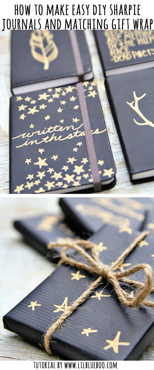 Holiday gift idea: Sharpie Journals with matching gift wrap #gift #diy #michaelsmakers 