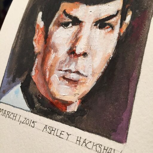 Portrait Painting of Spock - Leonard Nemoy