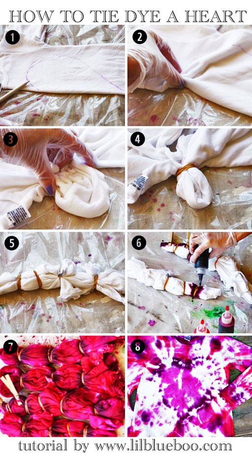 How to tie-dye a heart shape