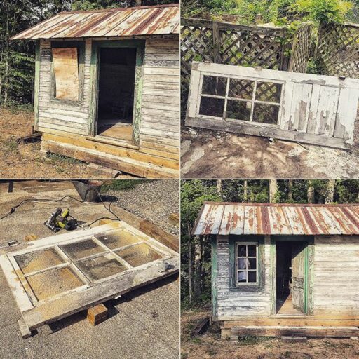 Fixing up the train depot: upcycling a window out of a door