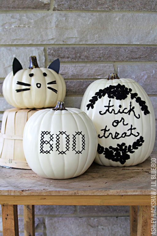 Hand Stitched No Carve Pumpkin Ideas