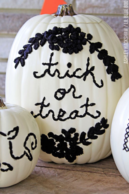 Embroidered pumpkins no-carve pumpkin ideas