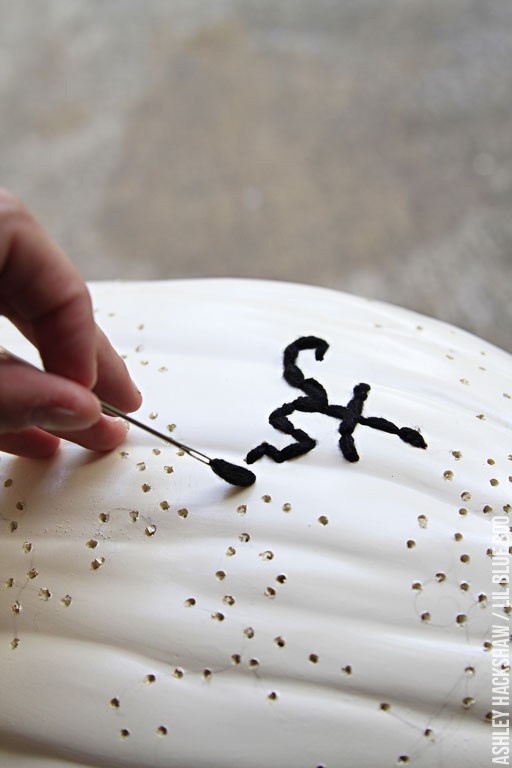 embroidering a pumpkin